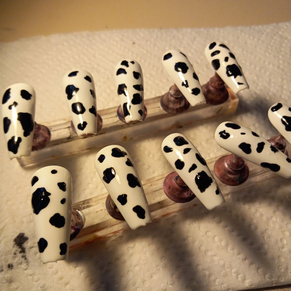 Cow Print Press Ons